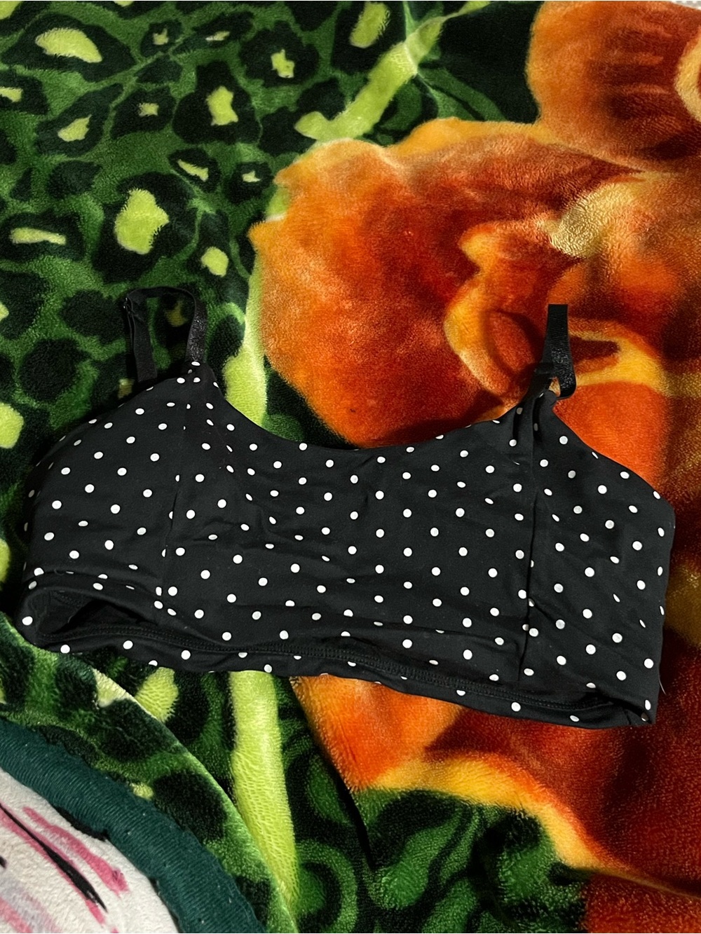 ECHT Black Bralette with White Polka Dots